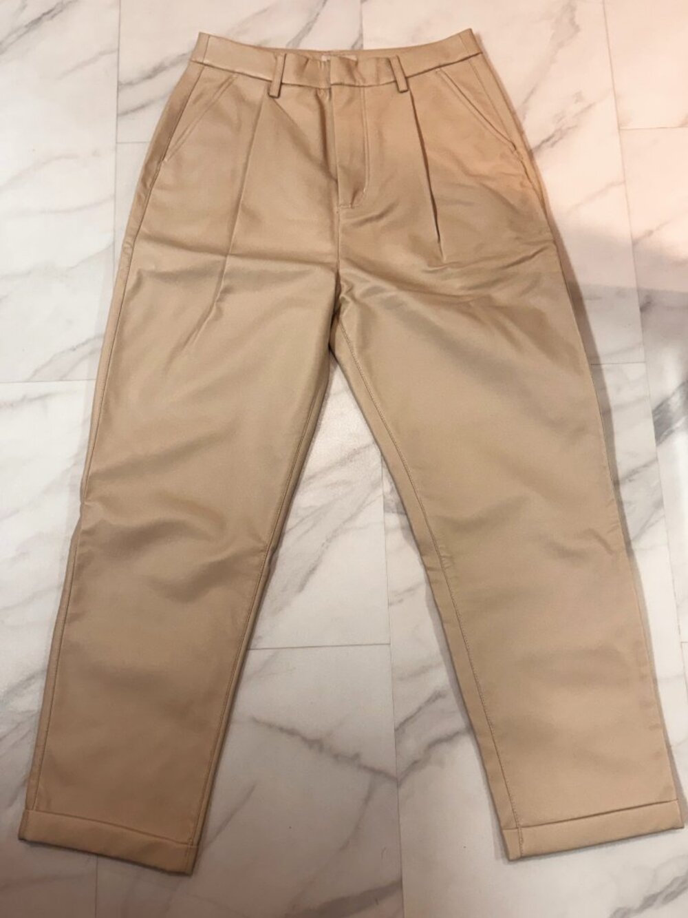 NWT Brixton ABERDEEN Cream Faux LEATHER TROUSER PANT